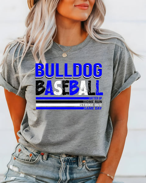 Bulldog Baseball with Stripes DTF Transfer