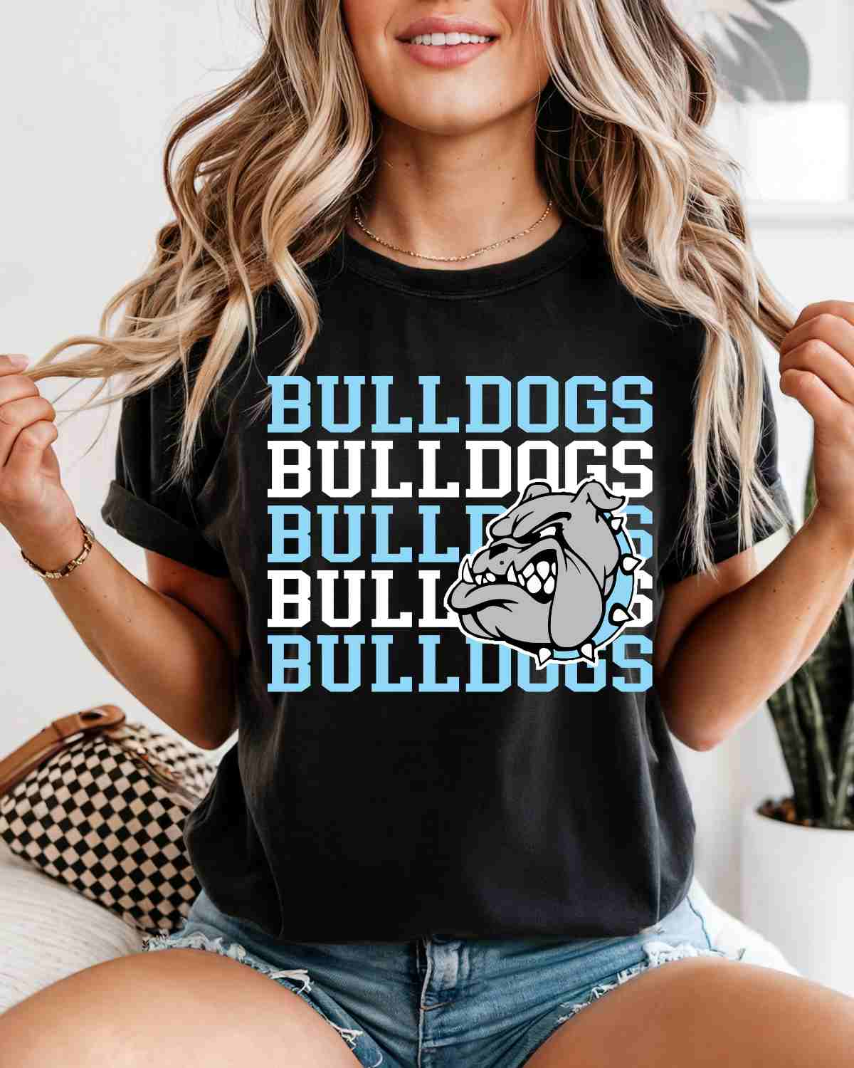 Bulldogs Repeating Logo DTF Transfer - Rustic Grace Heat Transfer Company