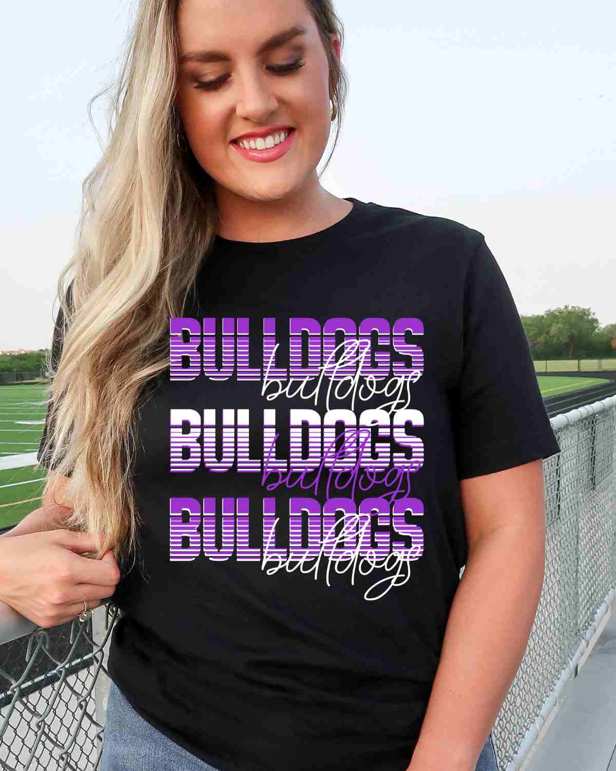 Bulldogs Sliced Letters Repeating DTF Transfer