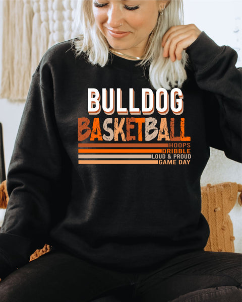 Bulldog Basketball with Stripes DTF Transfer