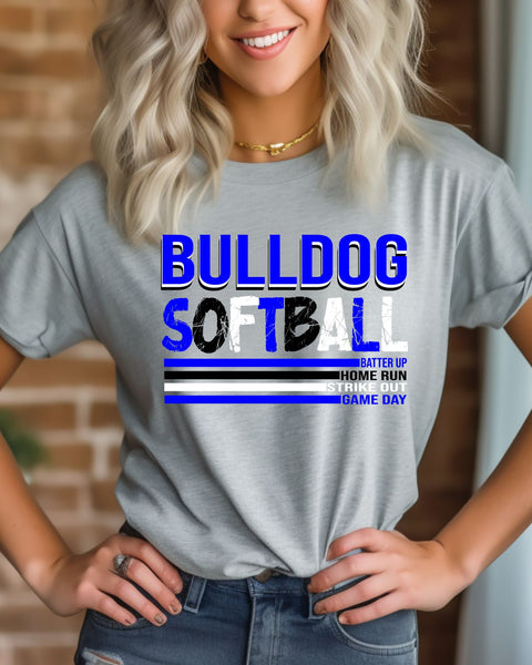 Bulldog Softball with Stripes DTF Transfer