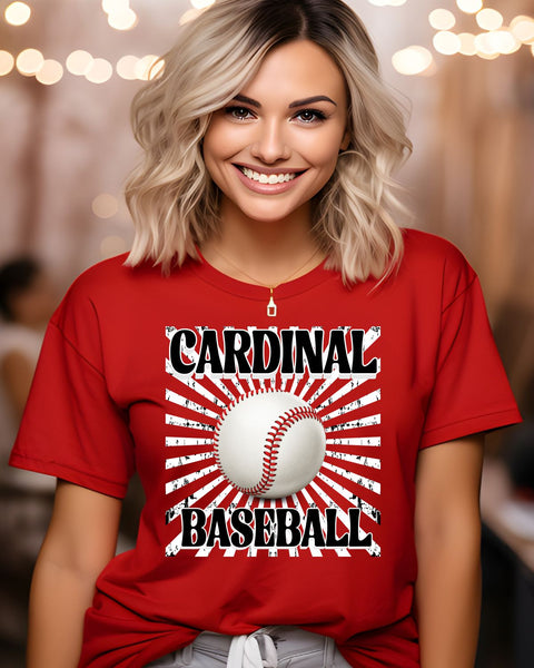 Cardinal Baseball Starburst Retro DTF Transfer