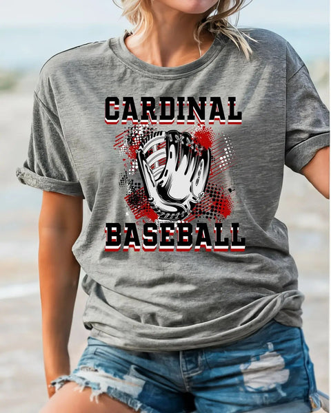 Cardinal Baseball Grunge Glove DTF Transfer