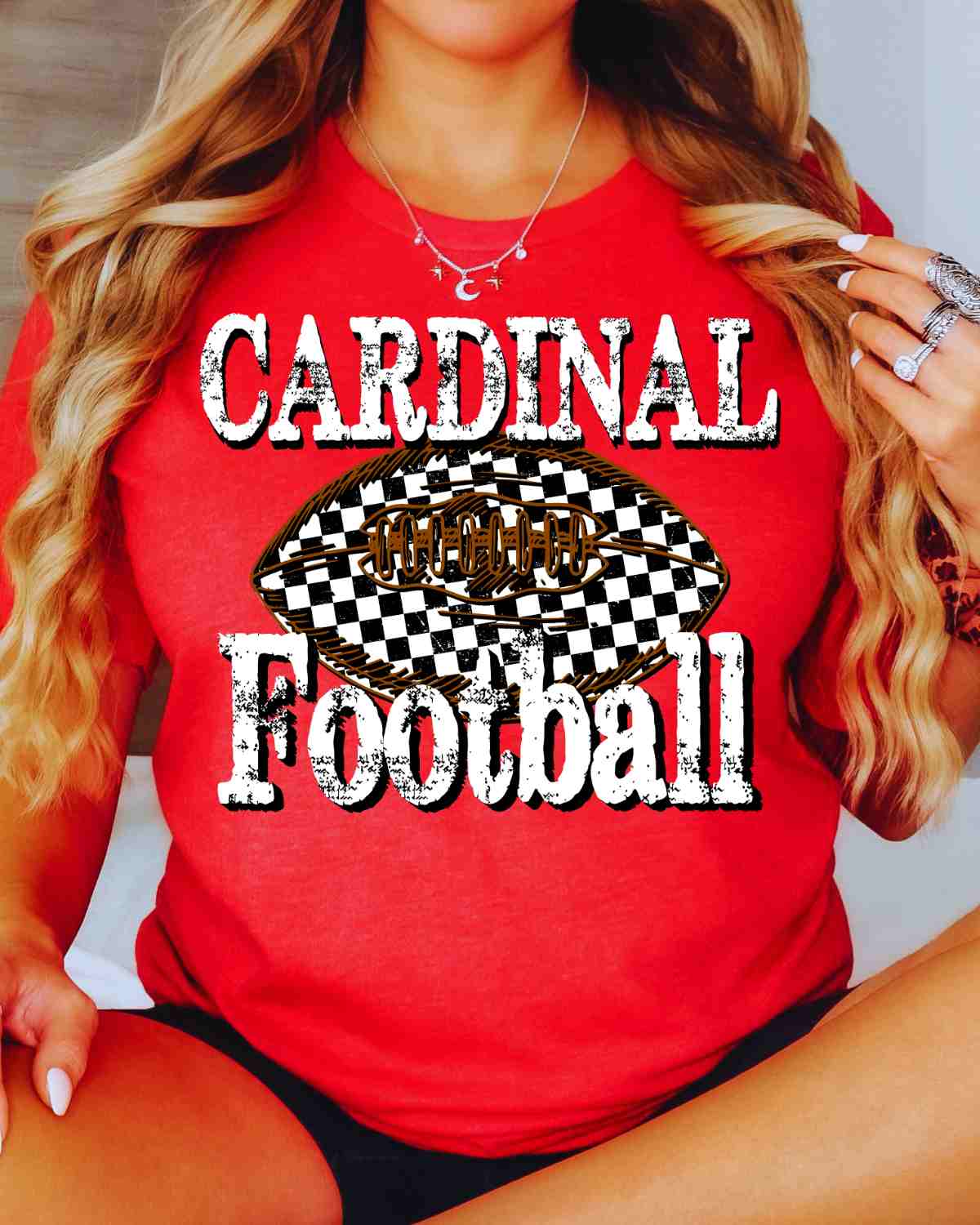 Cardinal Football Checkered DTF Transfer