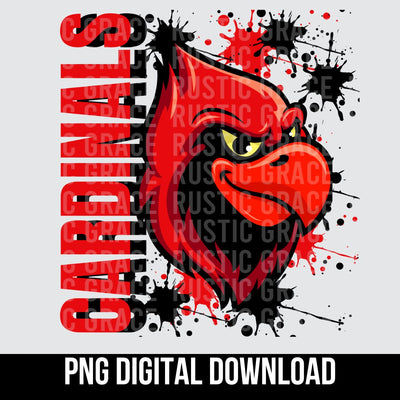 Cardinals Split Mascot Splatter Digital Download