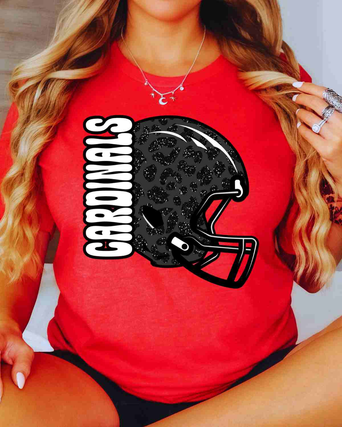 Cardinals Leopard Football Helmet DTF Transfer