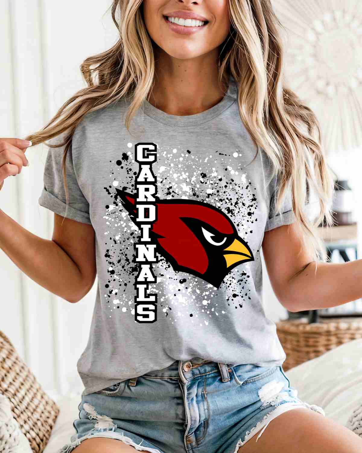 Cardinals Mascot Splatter DTF Transfer