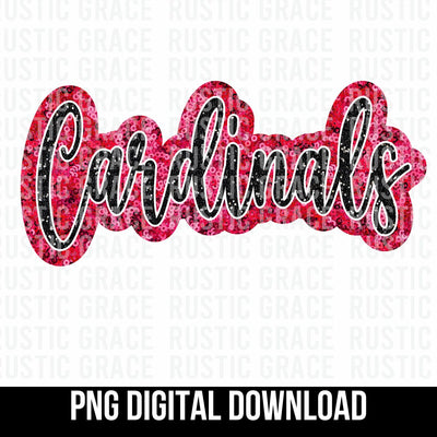 Cardinals Faux Sequin Script Word Digital Download