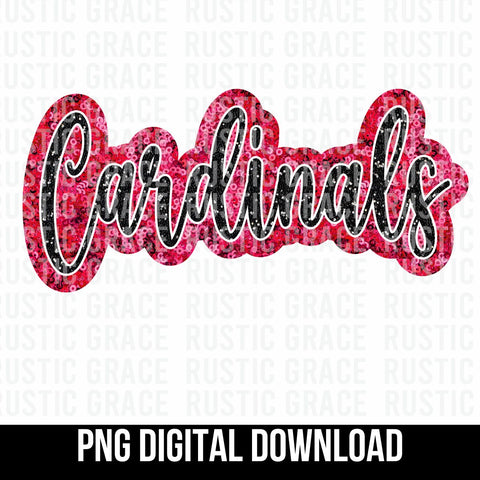 Cardinals Faux Sequin Script Word Digital Download