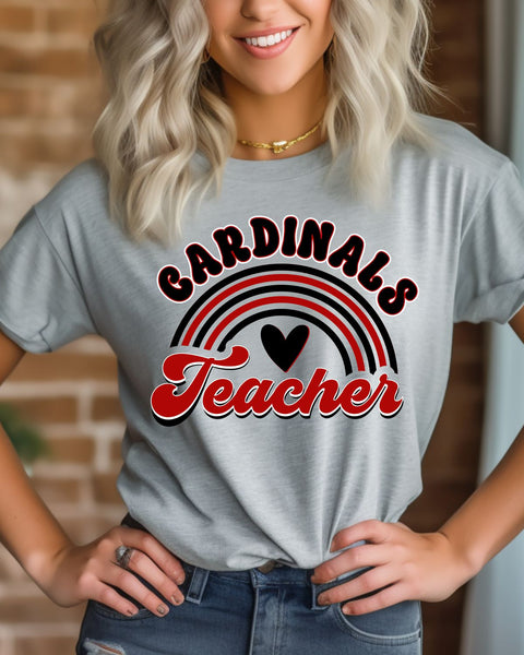 Cardinals Teacher Rainbow DTF Transfer