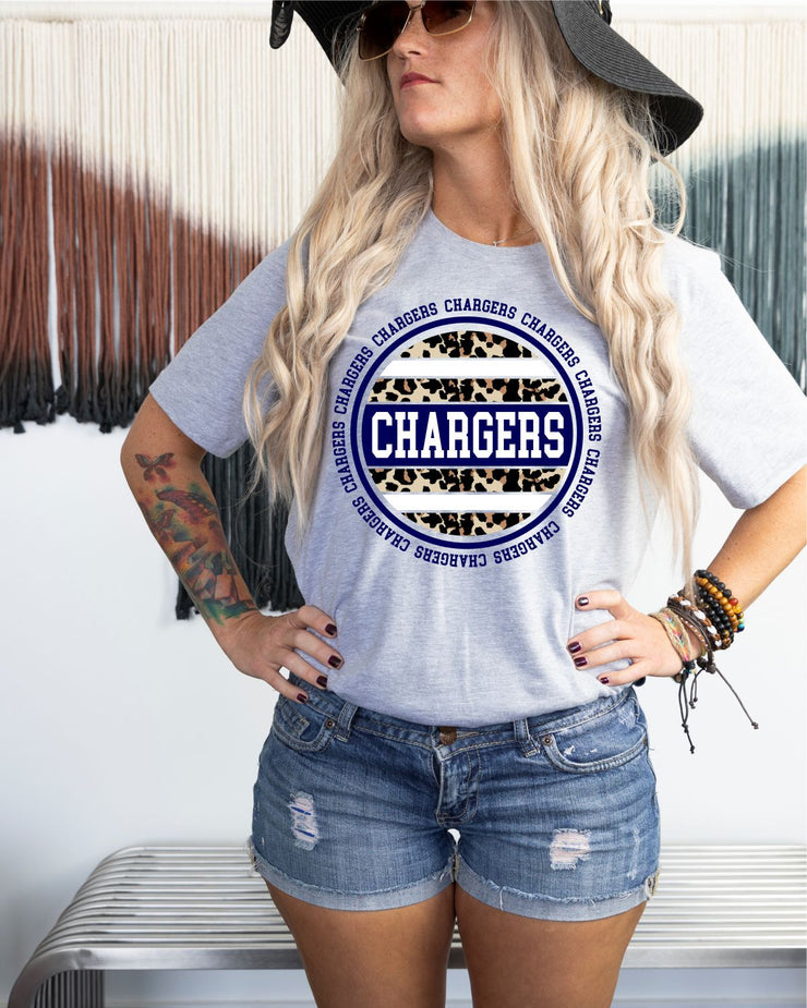 Chargers Leopard Circle DTF Transfer