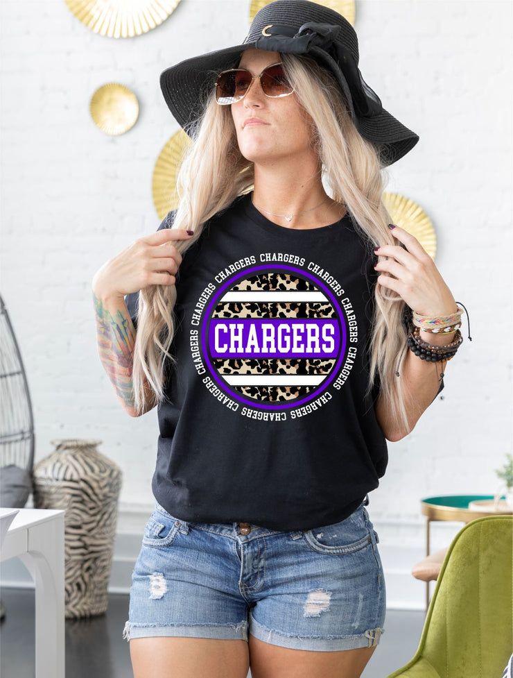 Chargers Leopard Circle DTF Transfer