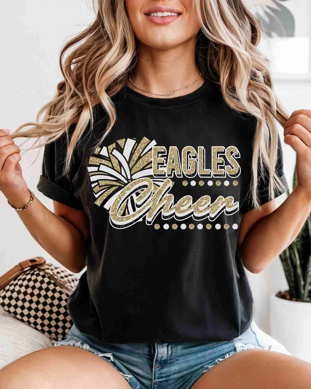 Eagles Cheer Pom with Dots DTF Transfer