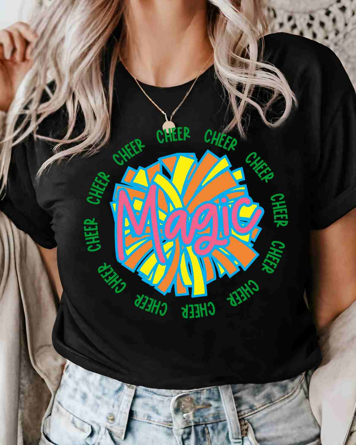 Magic Cheer Pom Circle DTF Transfer