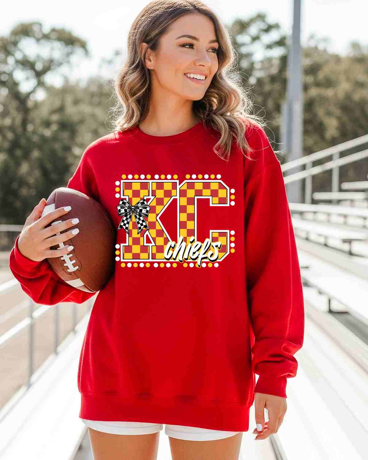 KC Chiefs Checkered Letter Bow DTF Transfer