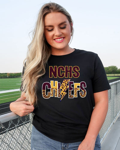 NCHS Chiefs Word Lightning Bolt DTF Transfer