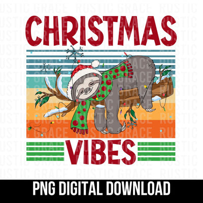 Christmas Vibes Sloth Digital Download