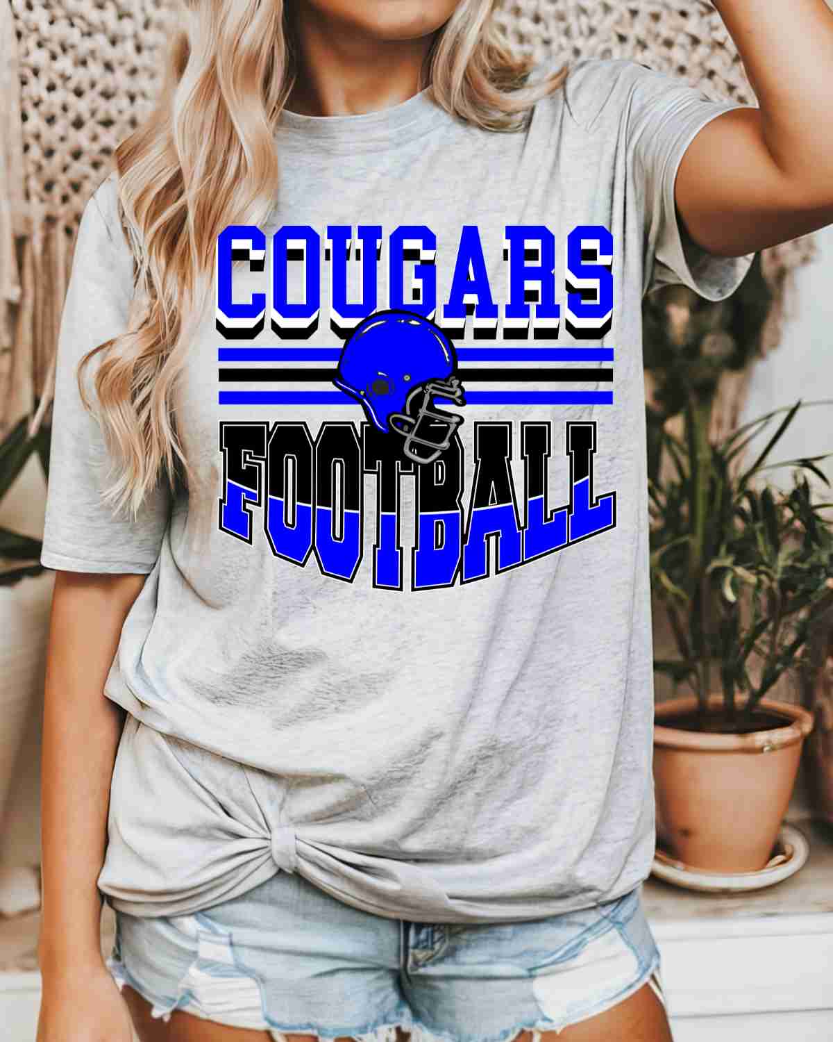 Cougars Football Helmet in Middle DTF Transfer