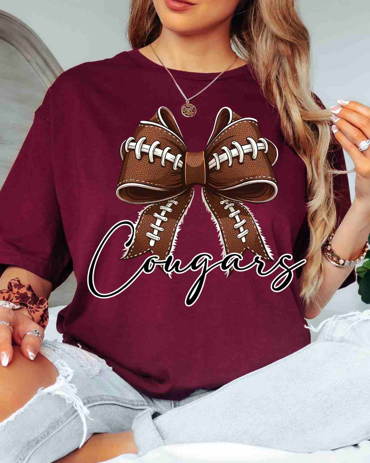 Cougars Football Coquette Bow DTF Transfer