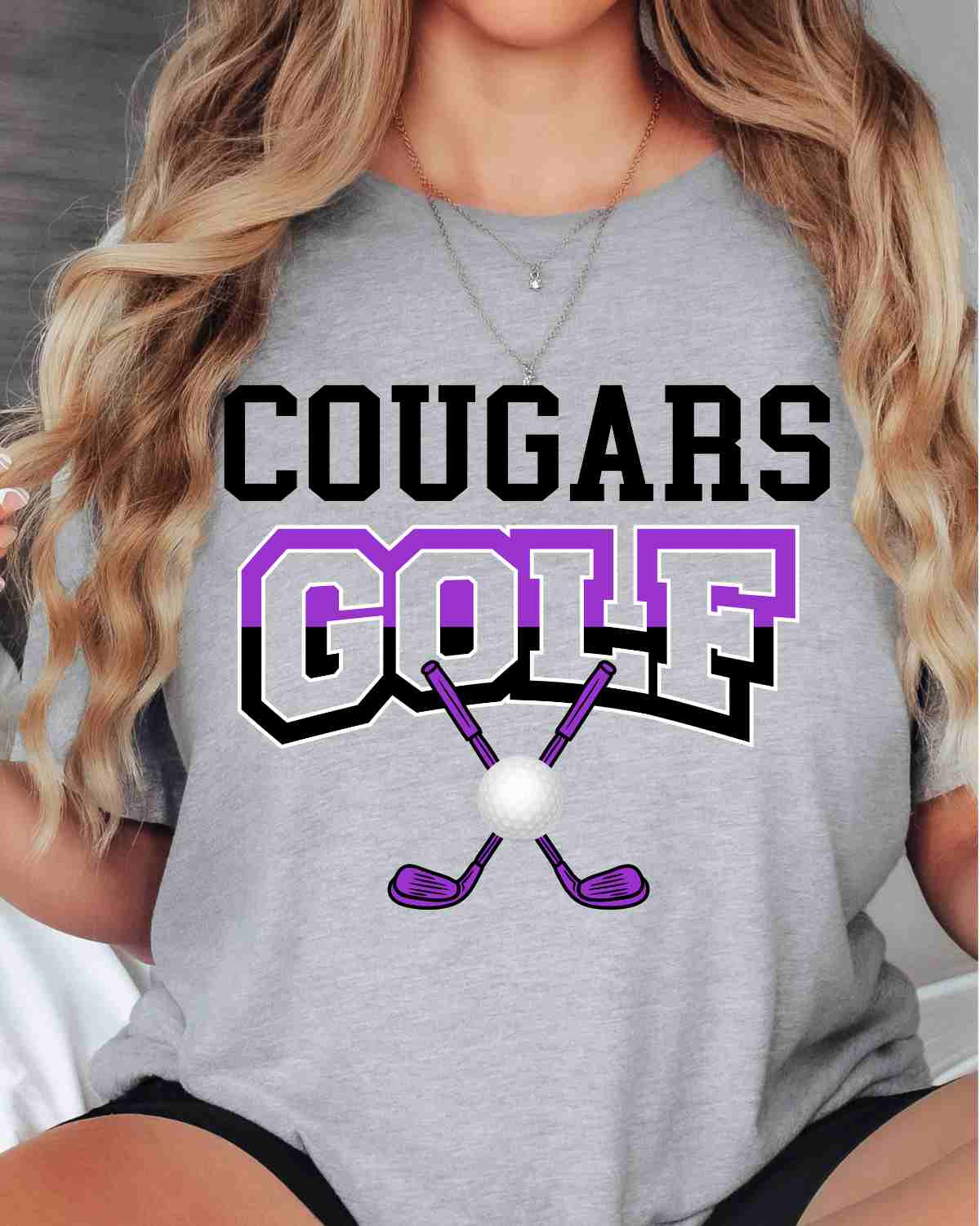 Cougars Golf Crossed Clubs DTF Transfer