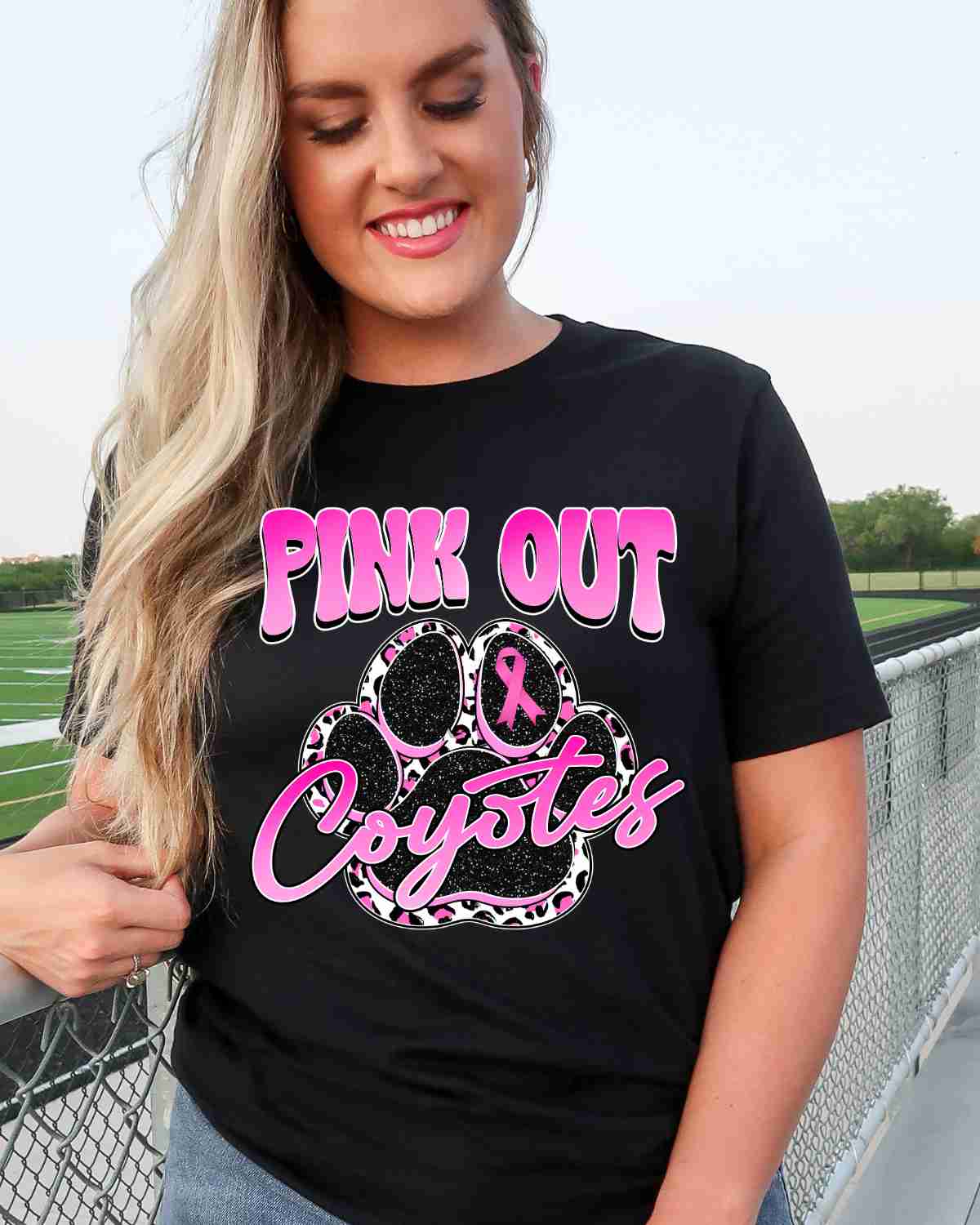 Pink Out Coyotes Paw Print DTF Transfer