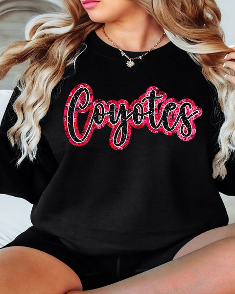 Coyotes Faux Sequin Script Word DTF Transfer