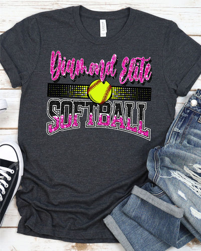 Diamond Elite Softball with Dots DTF Transfer