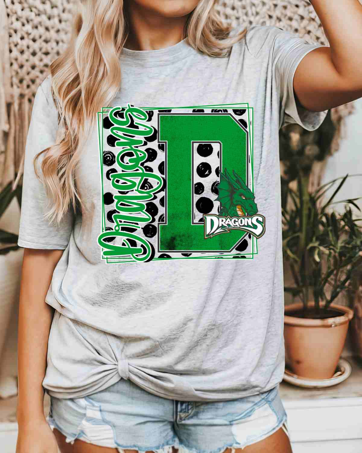 Dragons Square Polka Dot DTF Transfer - Rustic Grace Heat Transfer Company