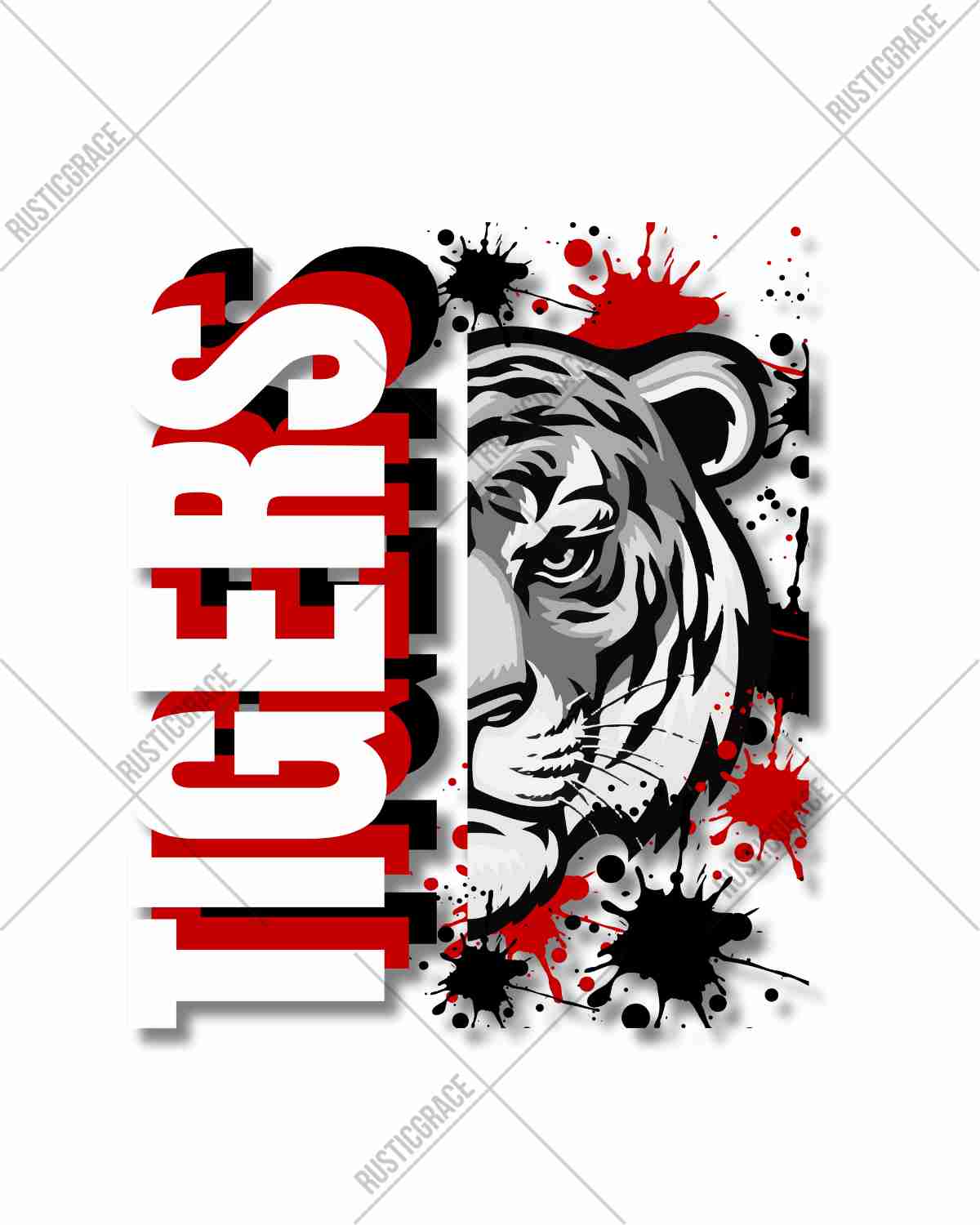 Tigers Split Logo Splatter DTF Transfer