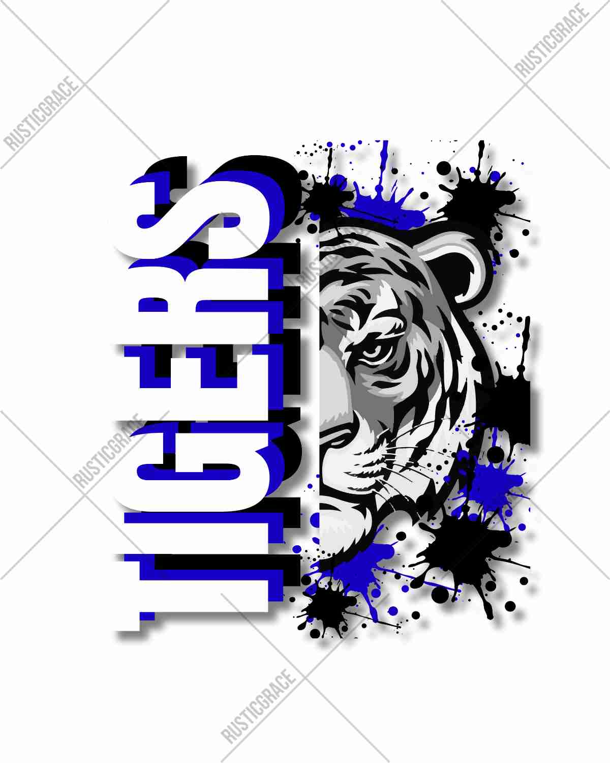 Tigers Split Logo Splatter DTF Transfer