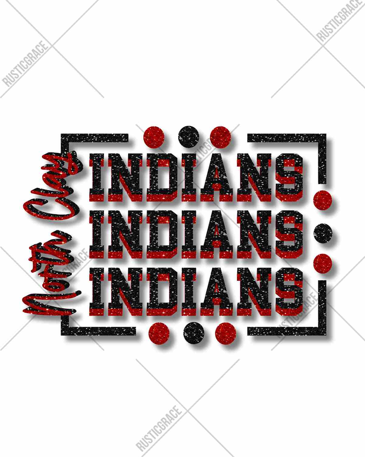 North Clay Indians Rectangle with Dots DTF Transfer