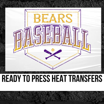 Bears Baseball Home Plate Outline DTF Transfer