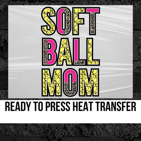 Softball Mom Split Lettering Transfer