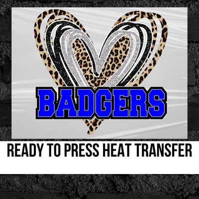 Badgers Triple Heart DTF Transfer