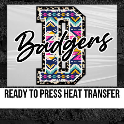 Badgers Aztec Letter DTF Transfer