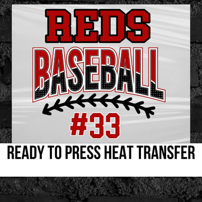 Reds Baseball Custom Number DTF Transfer