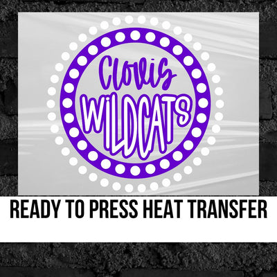Clovis Wildcats Spirit Circle Dot DTF Transfer