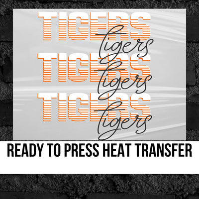 Tigers Sliced Letter Repeating DTF Transfer