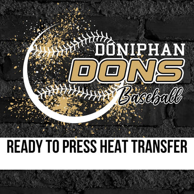 Doniphan Dons Baseball Splatter DTF Transfer