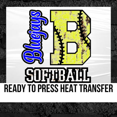 Bluejays Softball Rusted Letter DTF Transfer