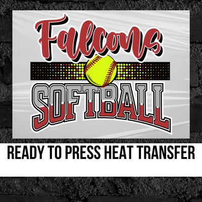 Falcons Softball with Dots DTF Transfer