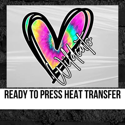 Wildcats Tie Dye Heart DTF Heat Transfer