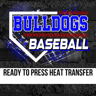 Bulldogs Baseball Grunge Plate DTF Transfer