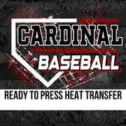 Cardinal Baseball Grunge Plate DTF Transfer