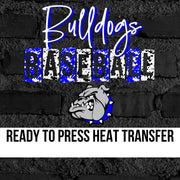 Bulldogs Baseball Grunge Lettering DTF Transfer