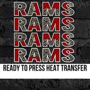 Repeating Rams Split Lettering Transfer