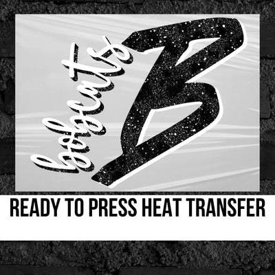 Bobcats Black / White Letter DTF Transfer