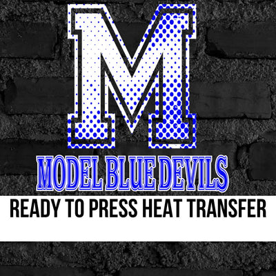 Model Blue Devils Halftone Letter DTF Transfer