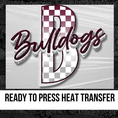 Bulldogs Checkered Letter DTF Transfer