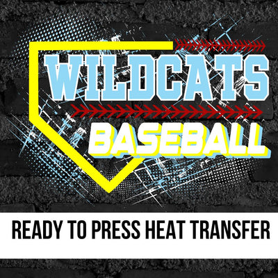 Wildcats Baseball Home Plate Grunge DTF Transfer